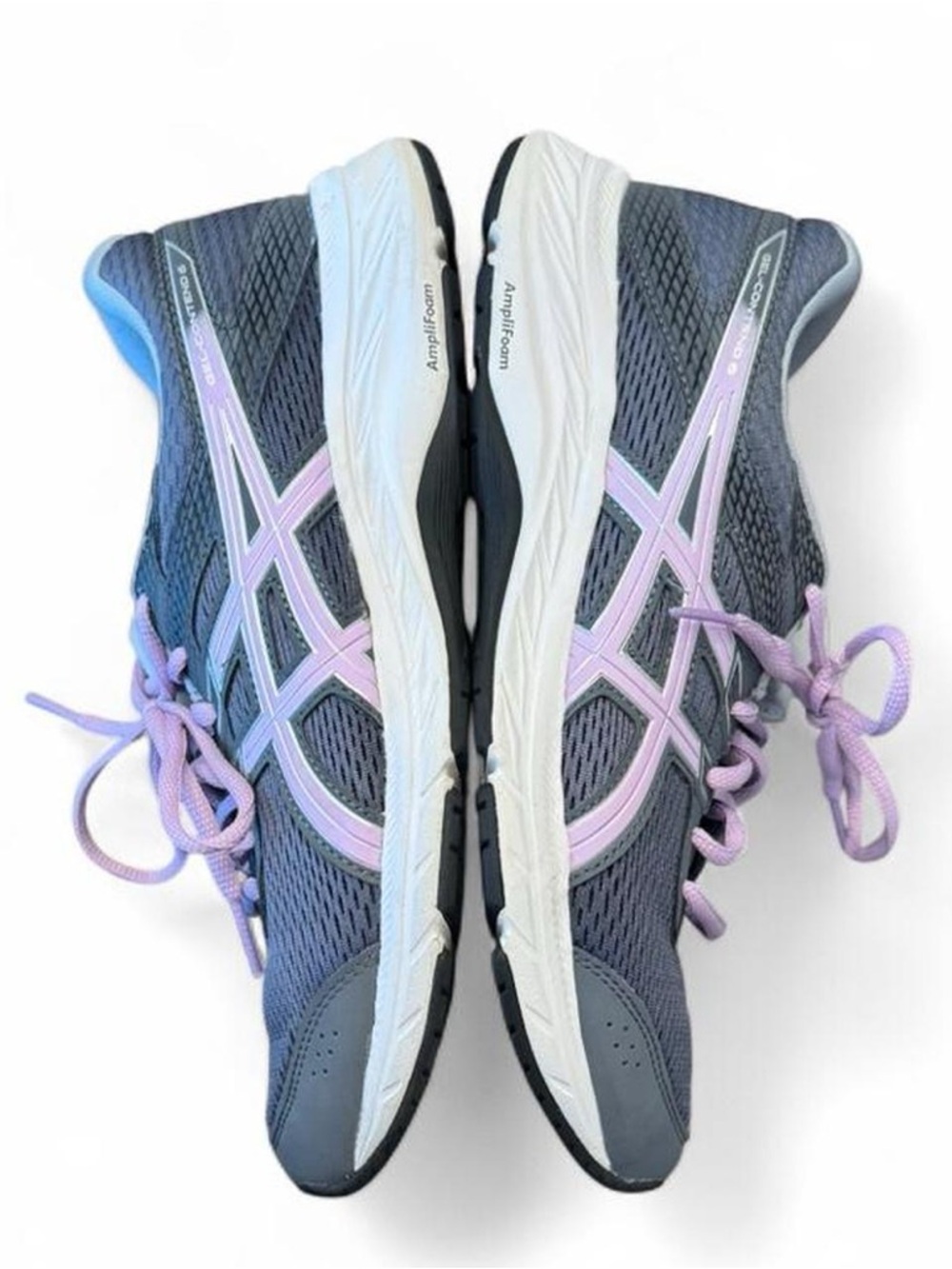 ASICS Women's Dark Gray Athletic Sneakers with Lavender Accents - Picture 6 of 8